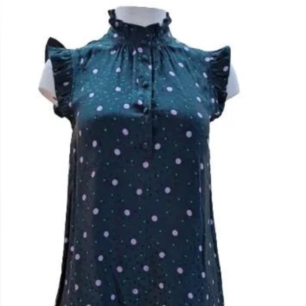 RARE! LNWOT Dark Green Polka Dot Top